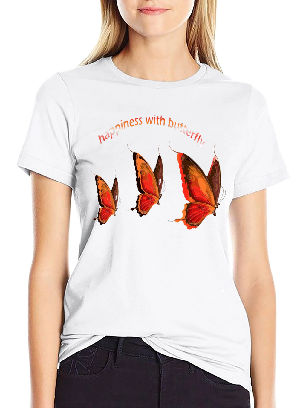 Happiness with Butterfly Graphic Tee