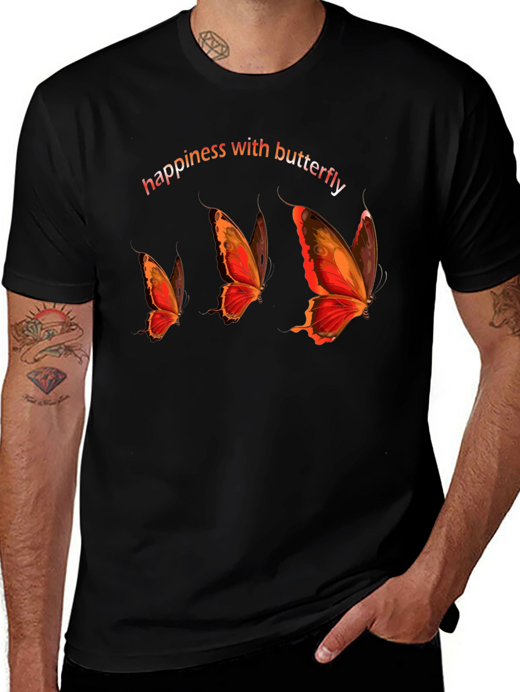 Happiness with Butterfly Graphic Tee