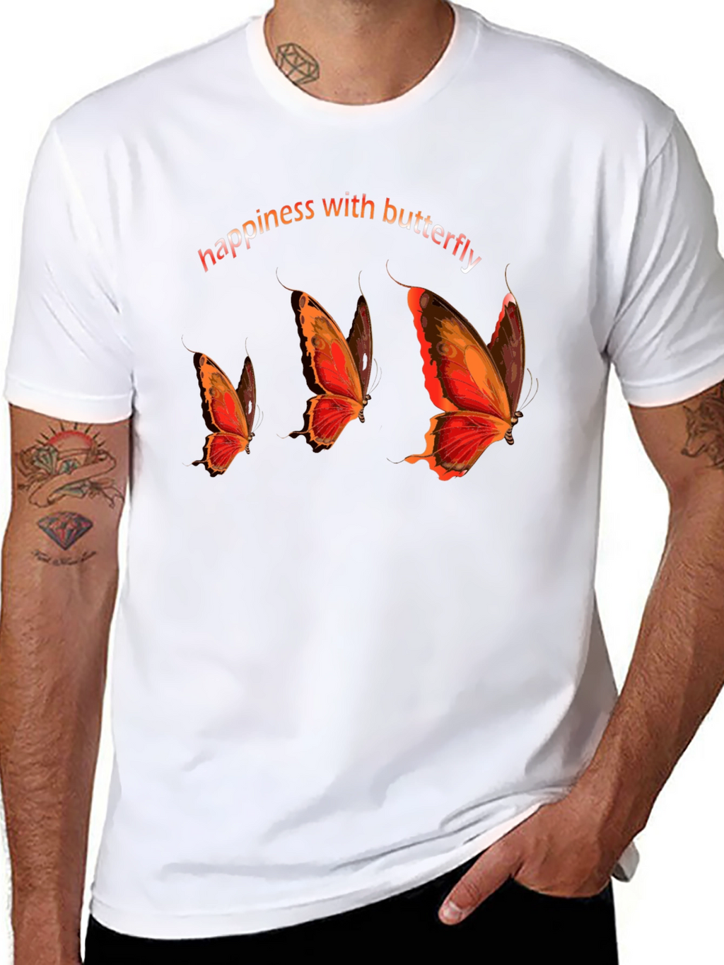 Happiness with Butterfly Graphic Tee