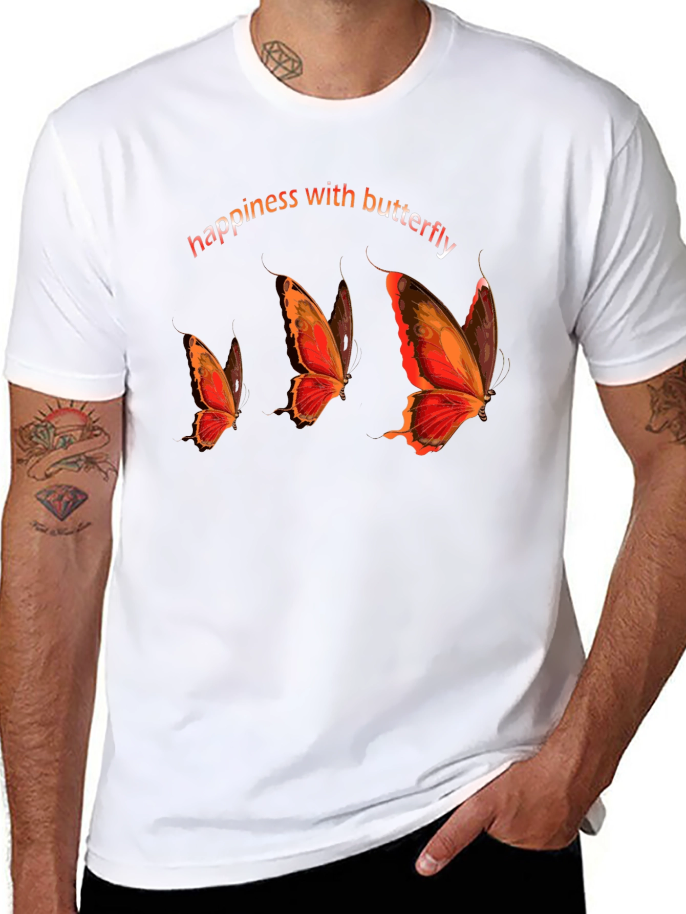 Happiness with Butterfly Graphic Tee