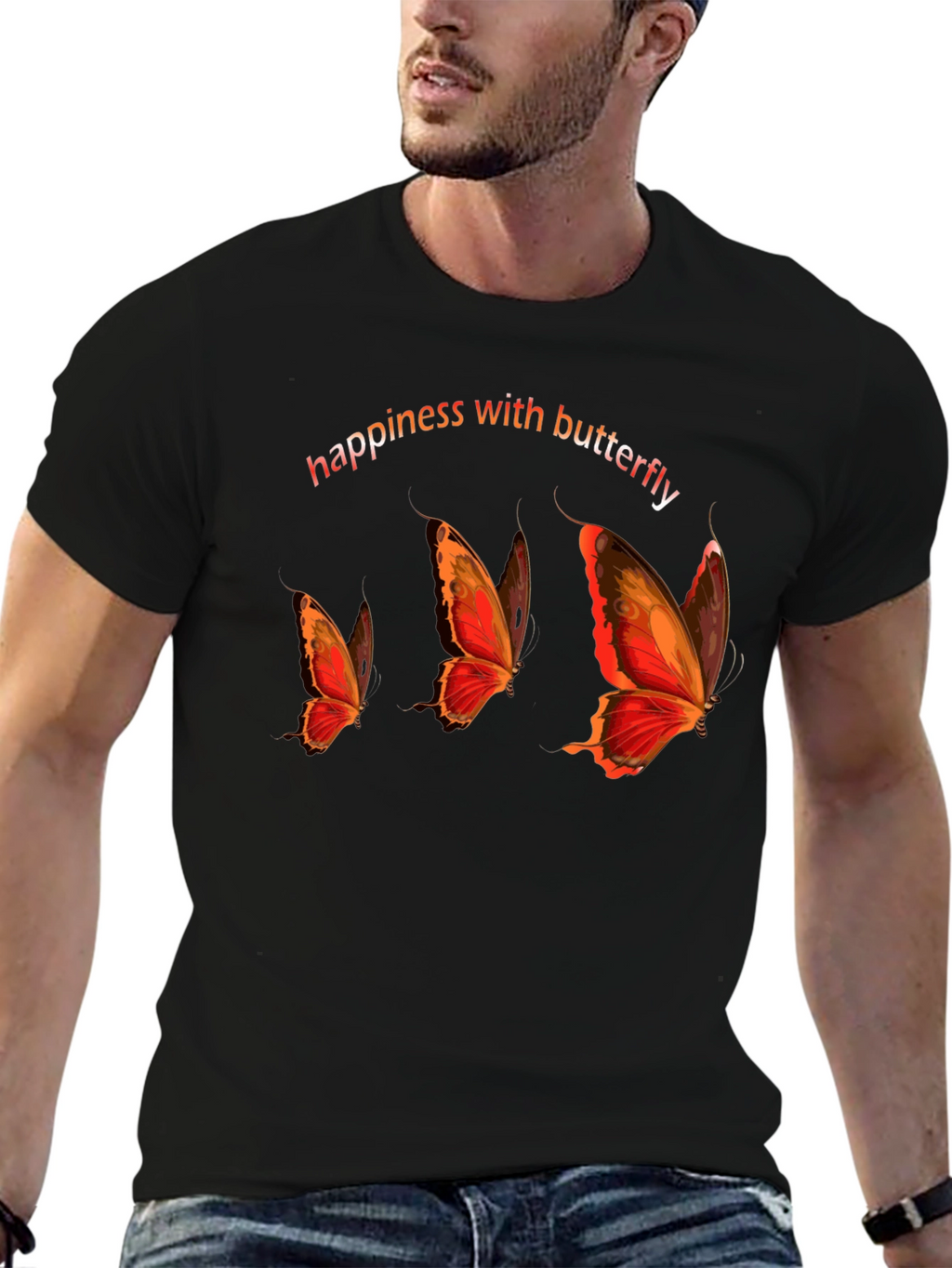 Happiness with Butterfly Graphic Tee