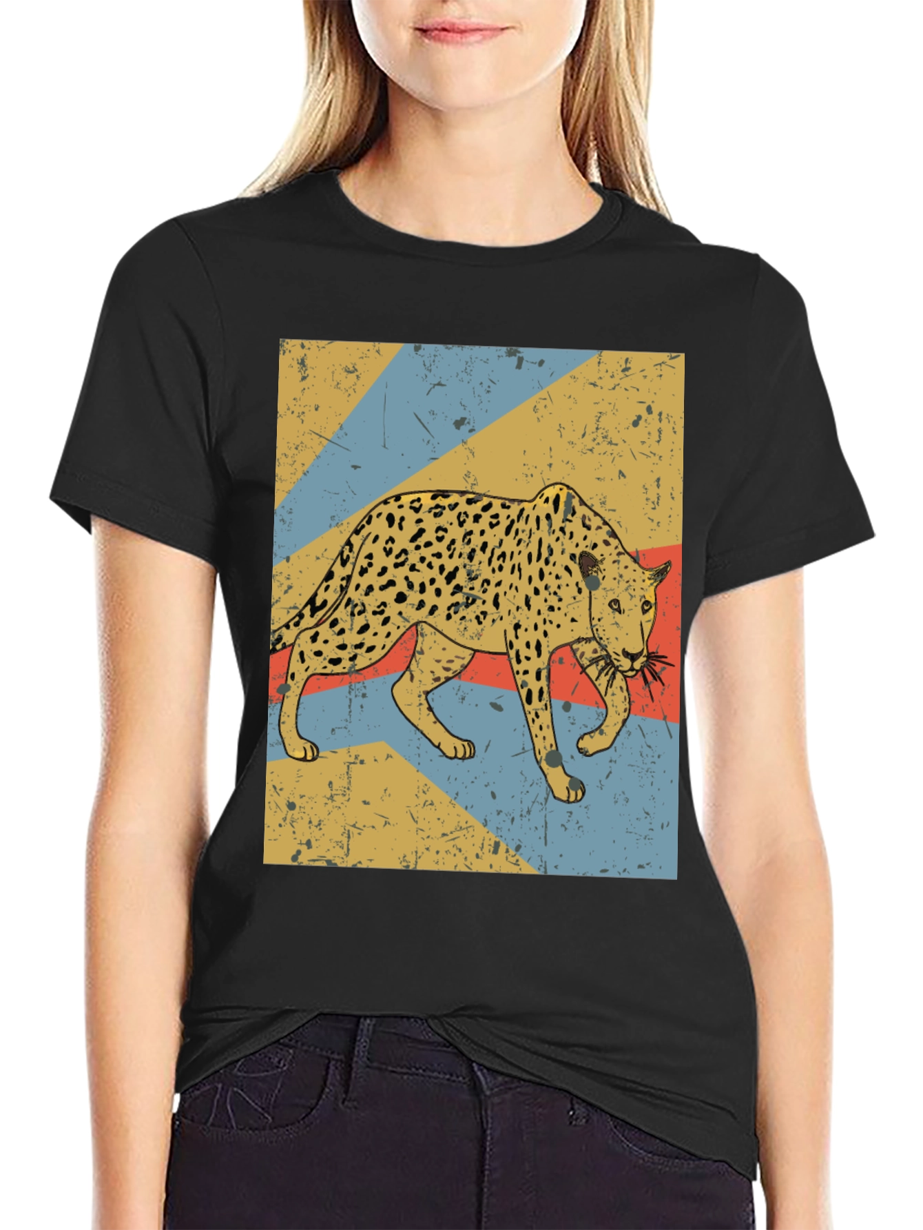 Retro Leopard Graphic T-Shirt