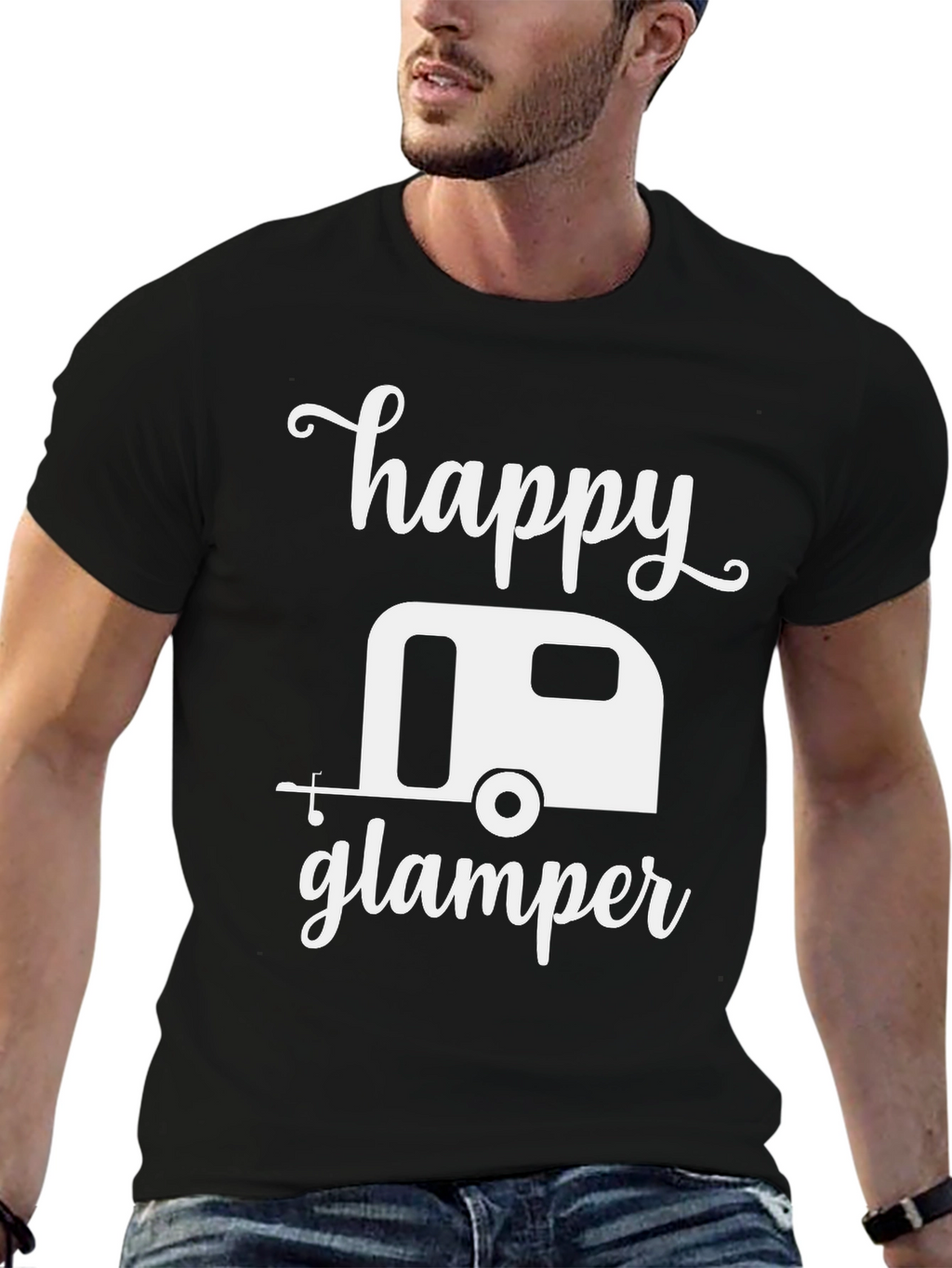 Happy Glamper Black Graphic Tee