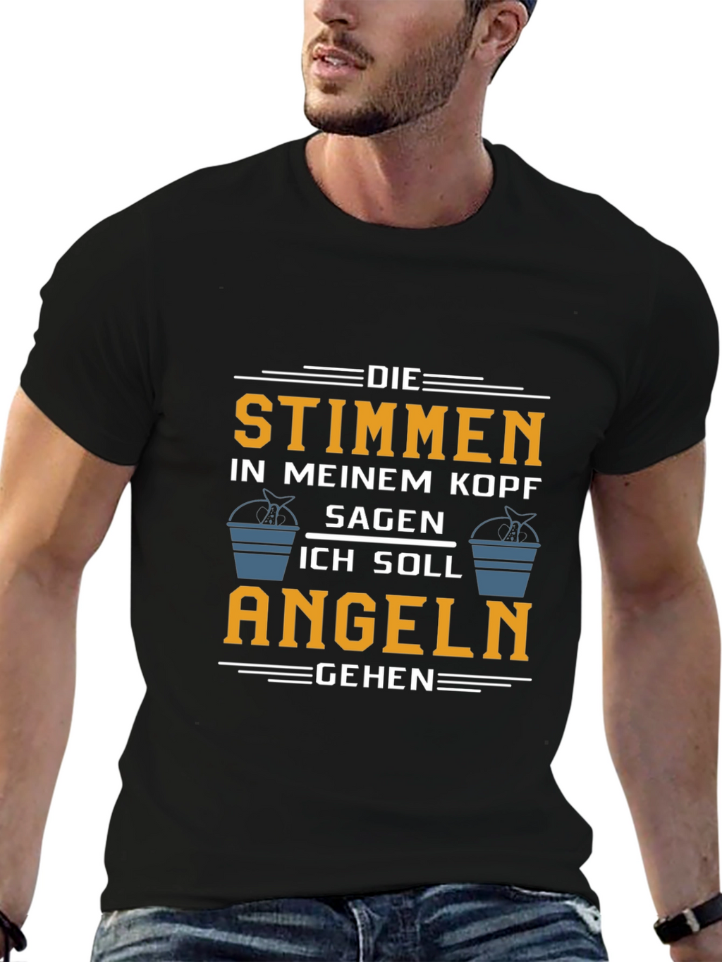 Die Stimmen T-Shirt: Funny Fishing Tee for Anglers