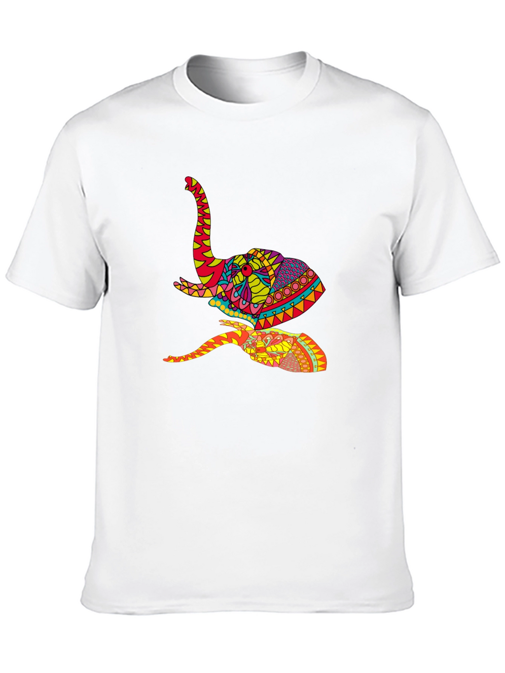 Vibrant Elephant Graphic Tee - Artistic Design Black