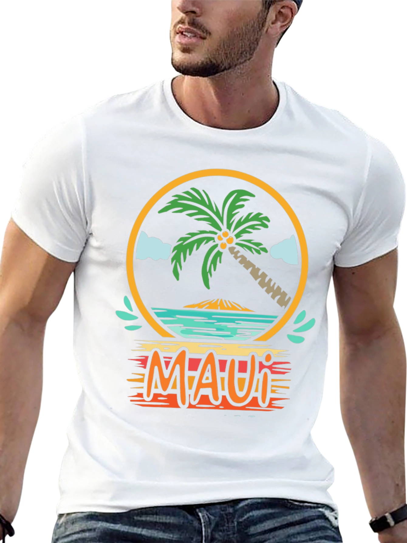 Maui Graphic T-Shirt Palm Tree Island Vacation Tee