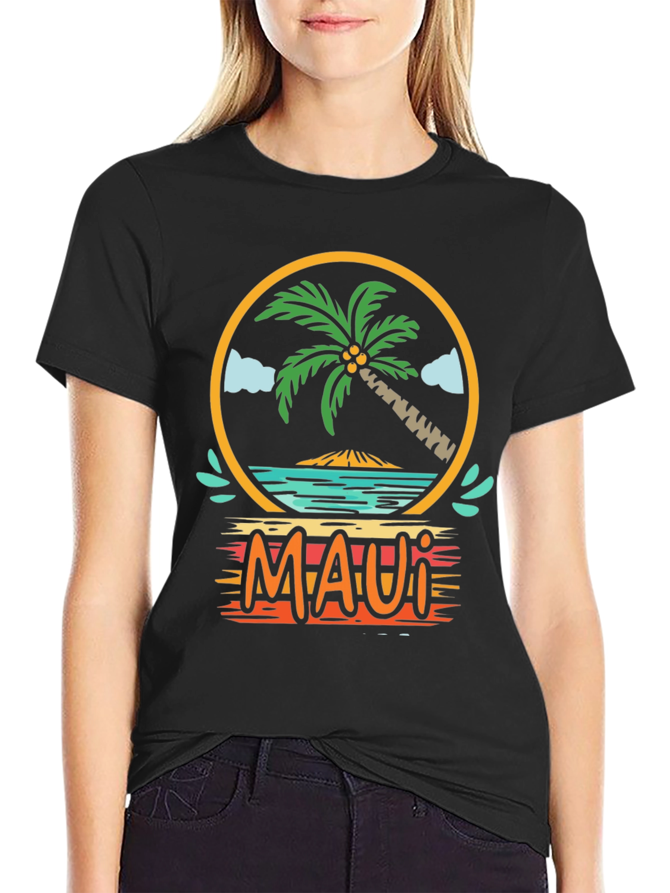 Maui Graphic T-Shirt Palm Tree Island Vacation Tee