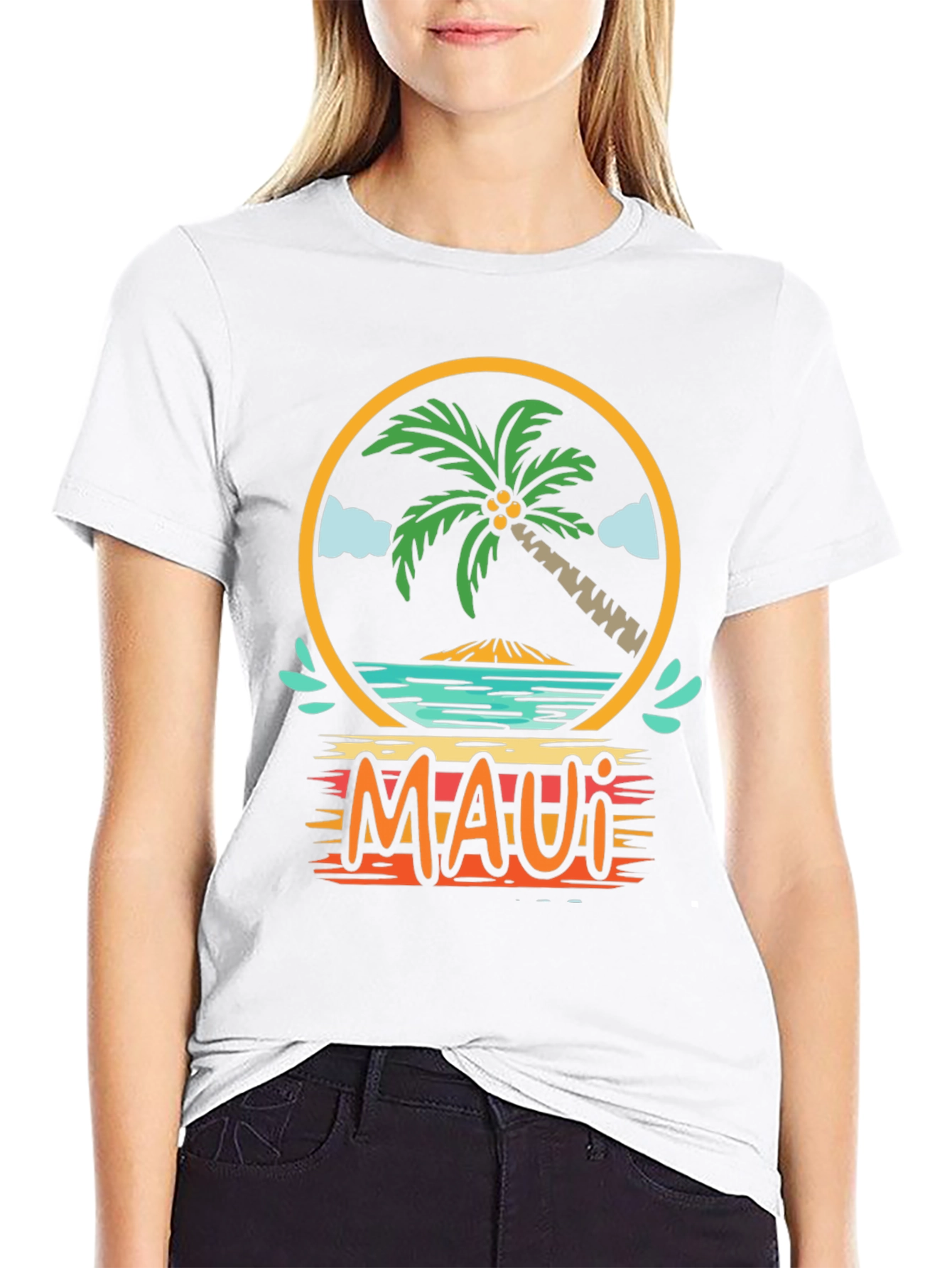 Maui Graphic T-Shirt Palm Tree Island Vacation Tee