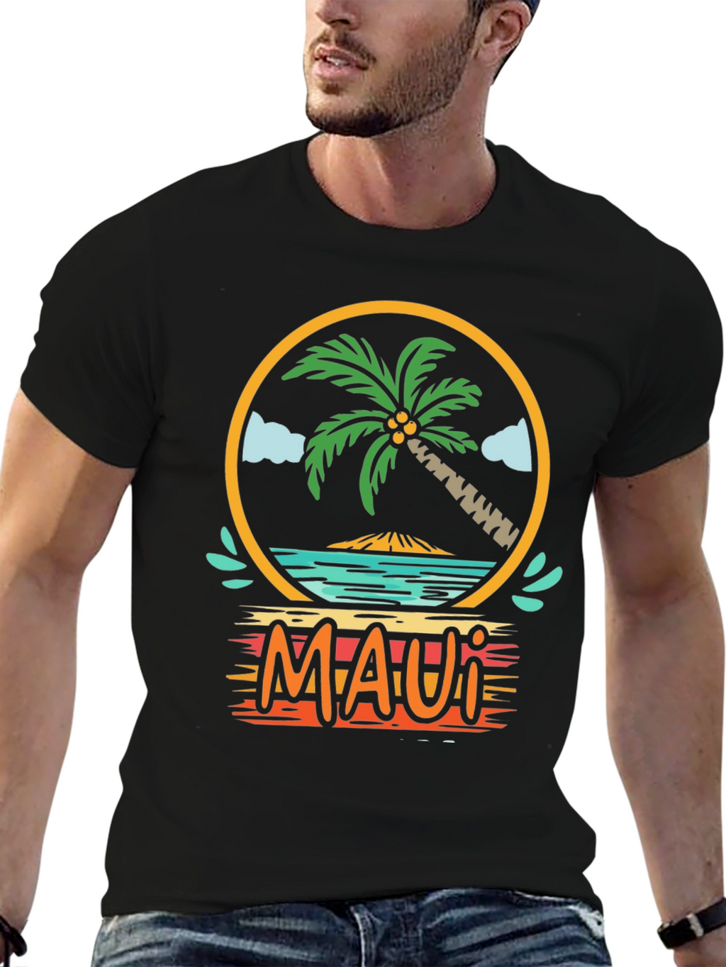 Maui Graphic T-Shirt Palm Tree Island Vacation Tee