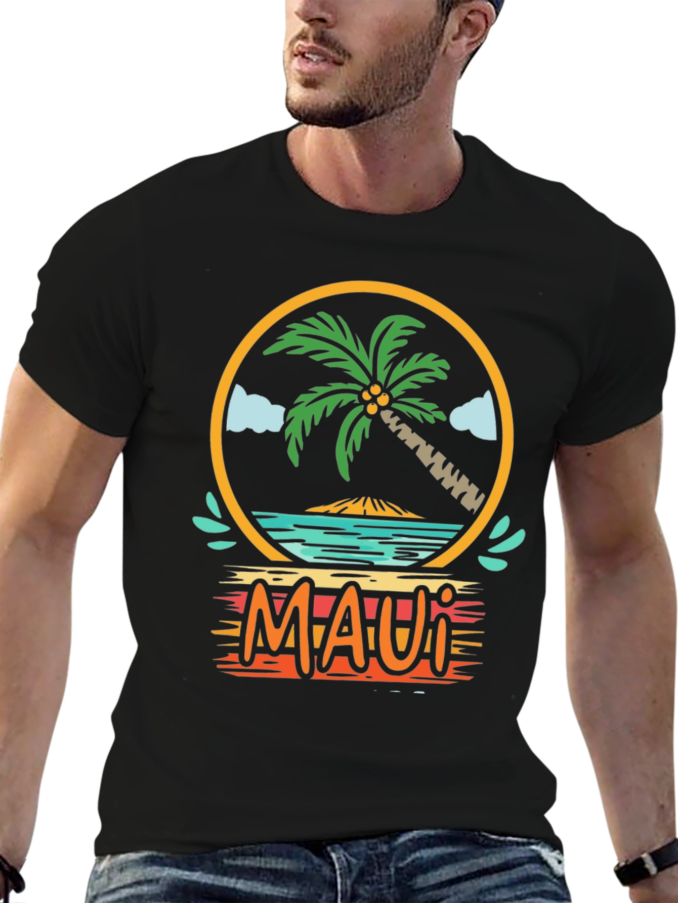 Maui Graphic T-Shirt Palm Tree Island Vacation Tee