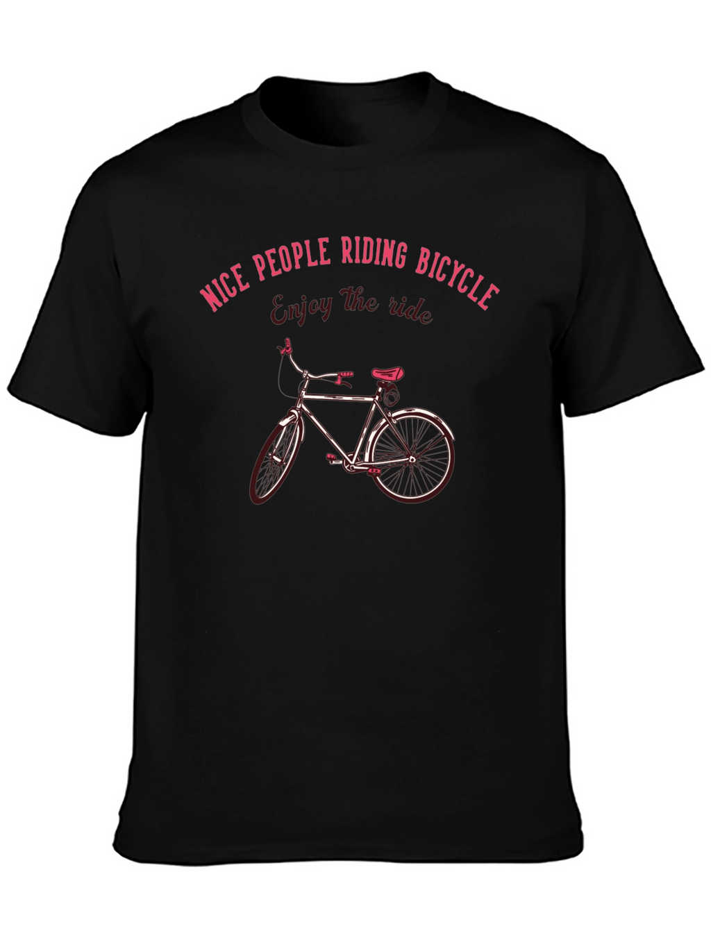 Nice People Riding Bicycle T-Shirt Black Cotton Casual Wear