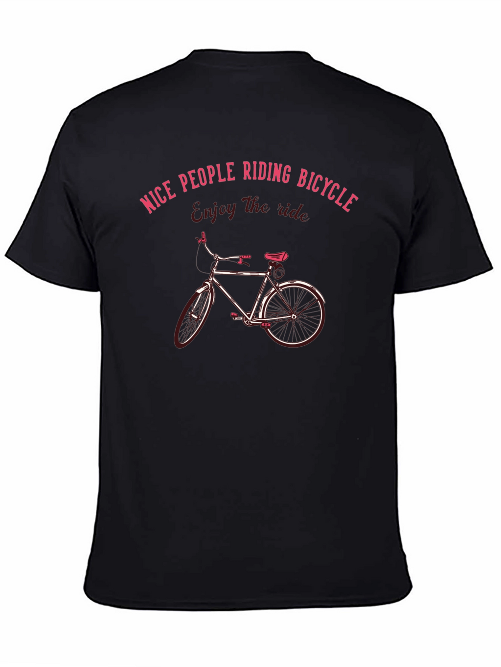 Nice People Riding Bicycle T-Shirt Black Cotton Casual Wear