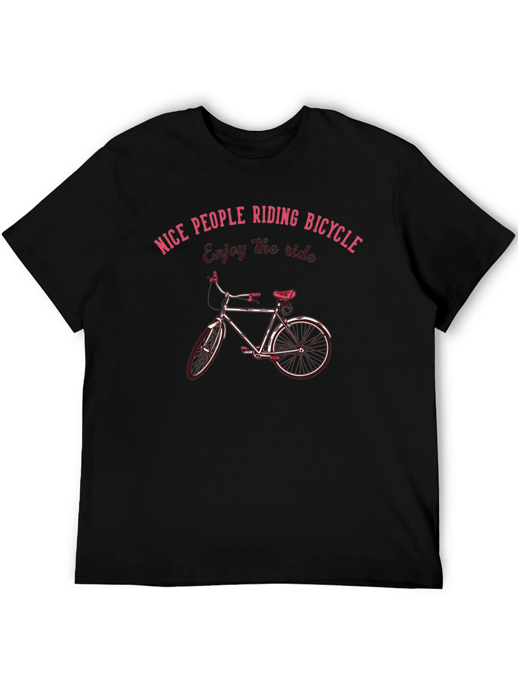 Nice People Riding Bicycle T-Shirt Black Cotton Casual Wear
