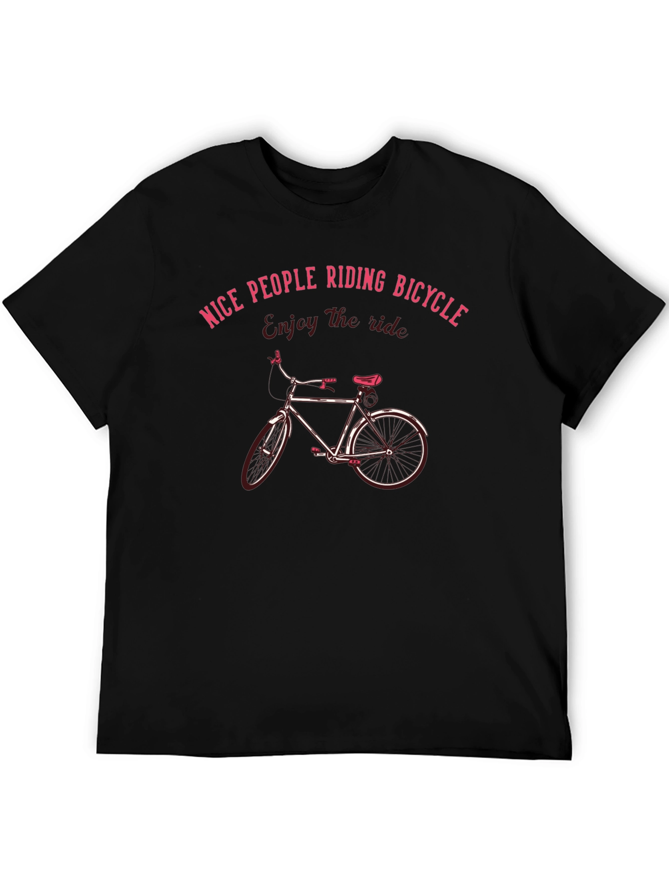 Nice People Riding Bicycle T-Shirt Black Cotton Casual Wear
