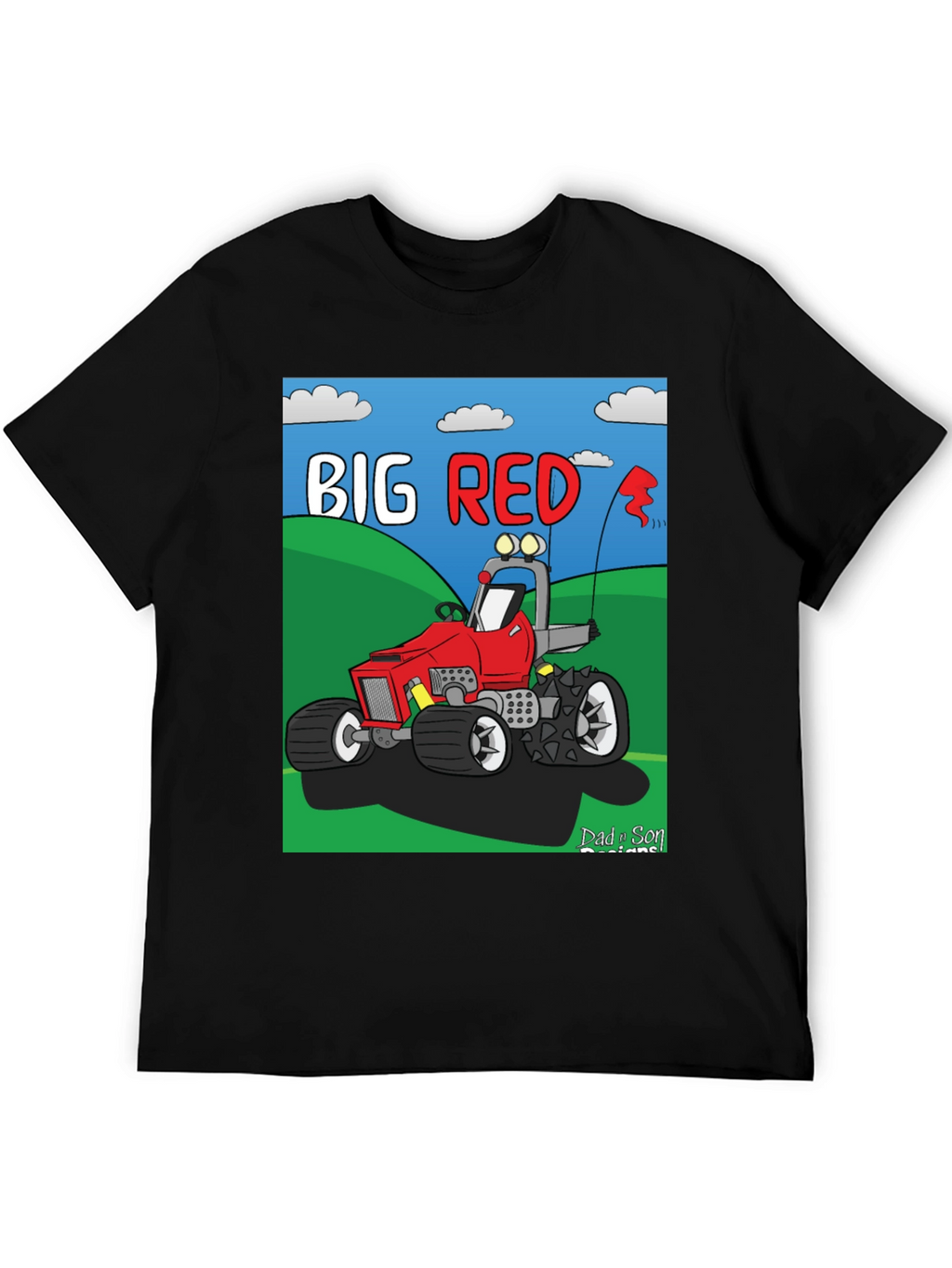 Big Red Cartoon Tractor Graphic Tee