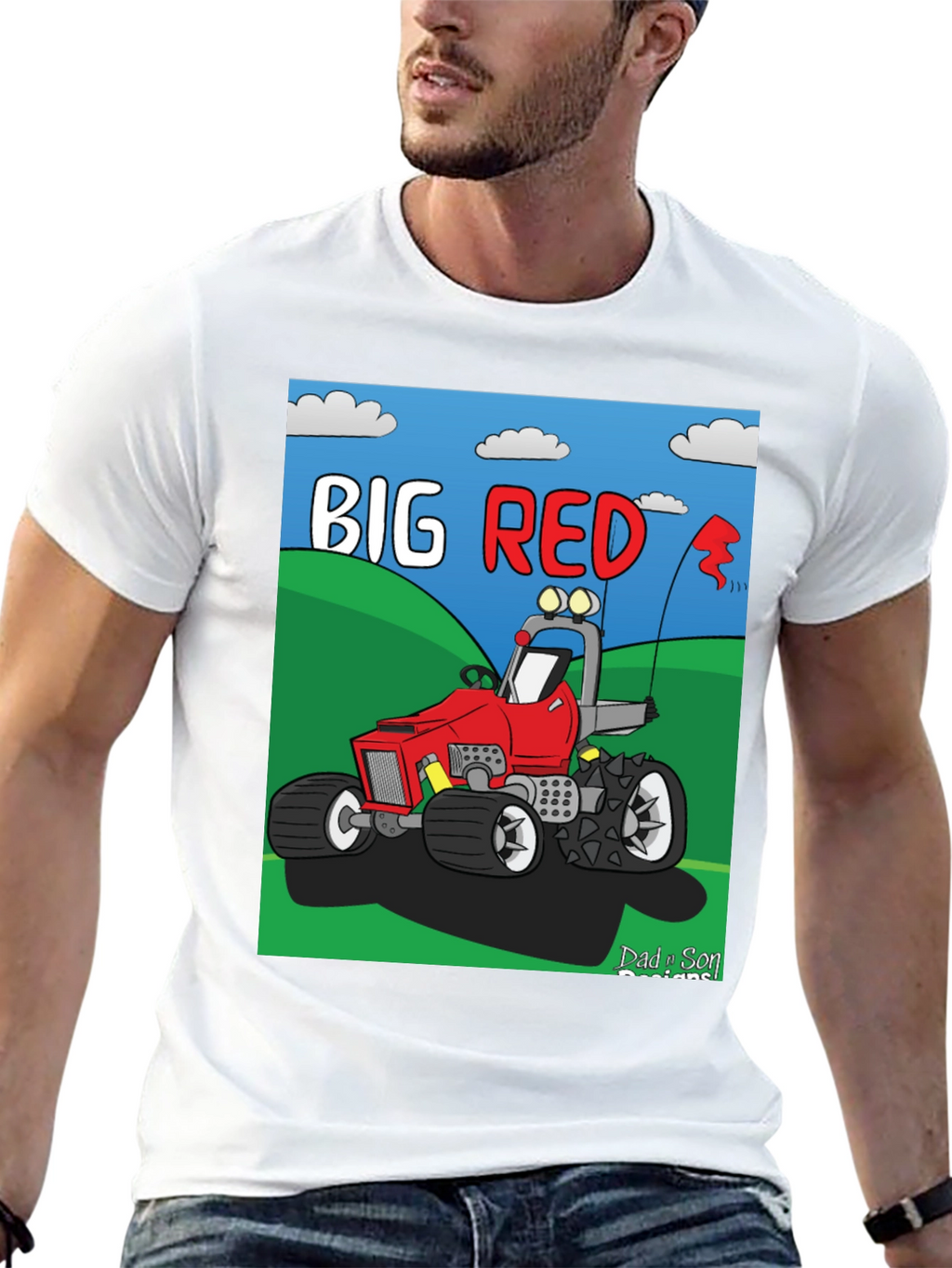 Big Red Cartoon Tractor Graphic Tee