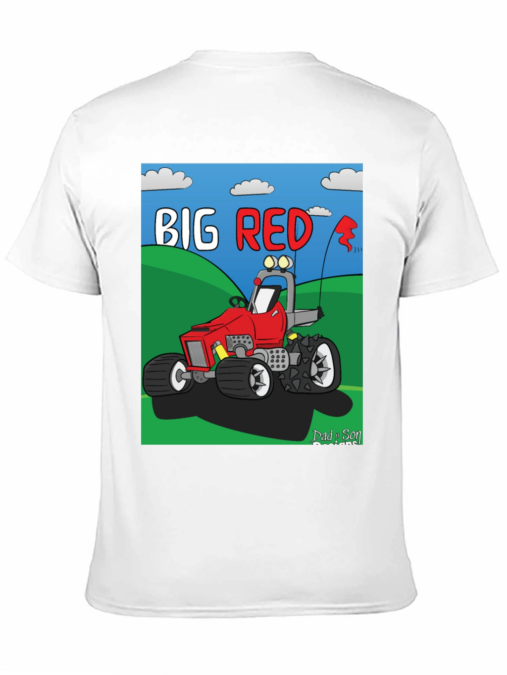 Big Red Cartoon Tractor Graphic Tee