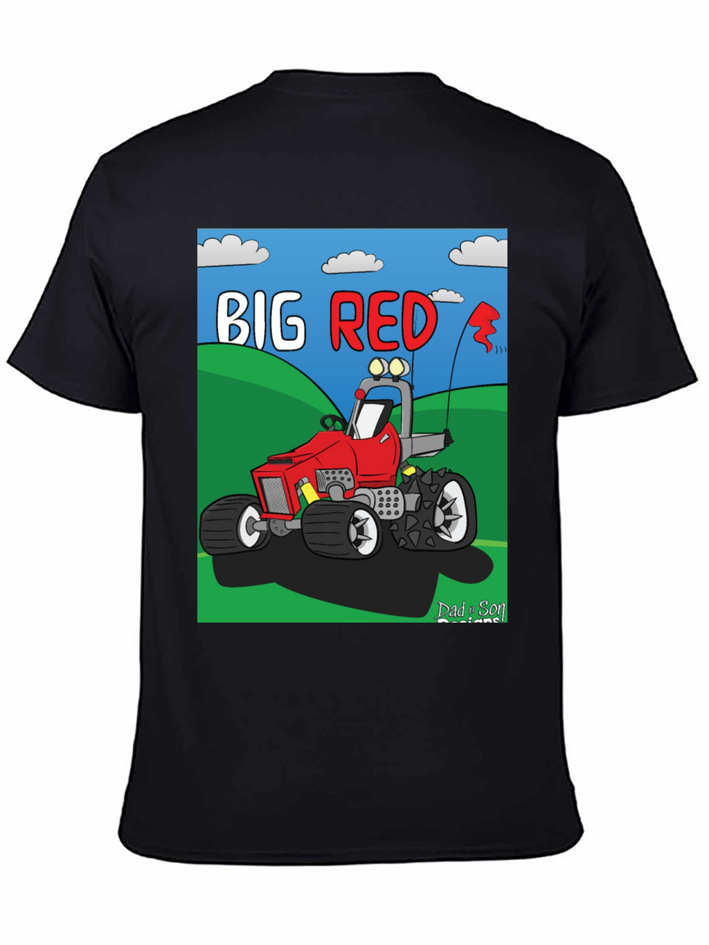 Big Red Cartoon Tractor Graphic Tee