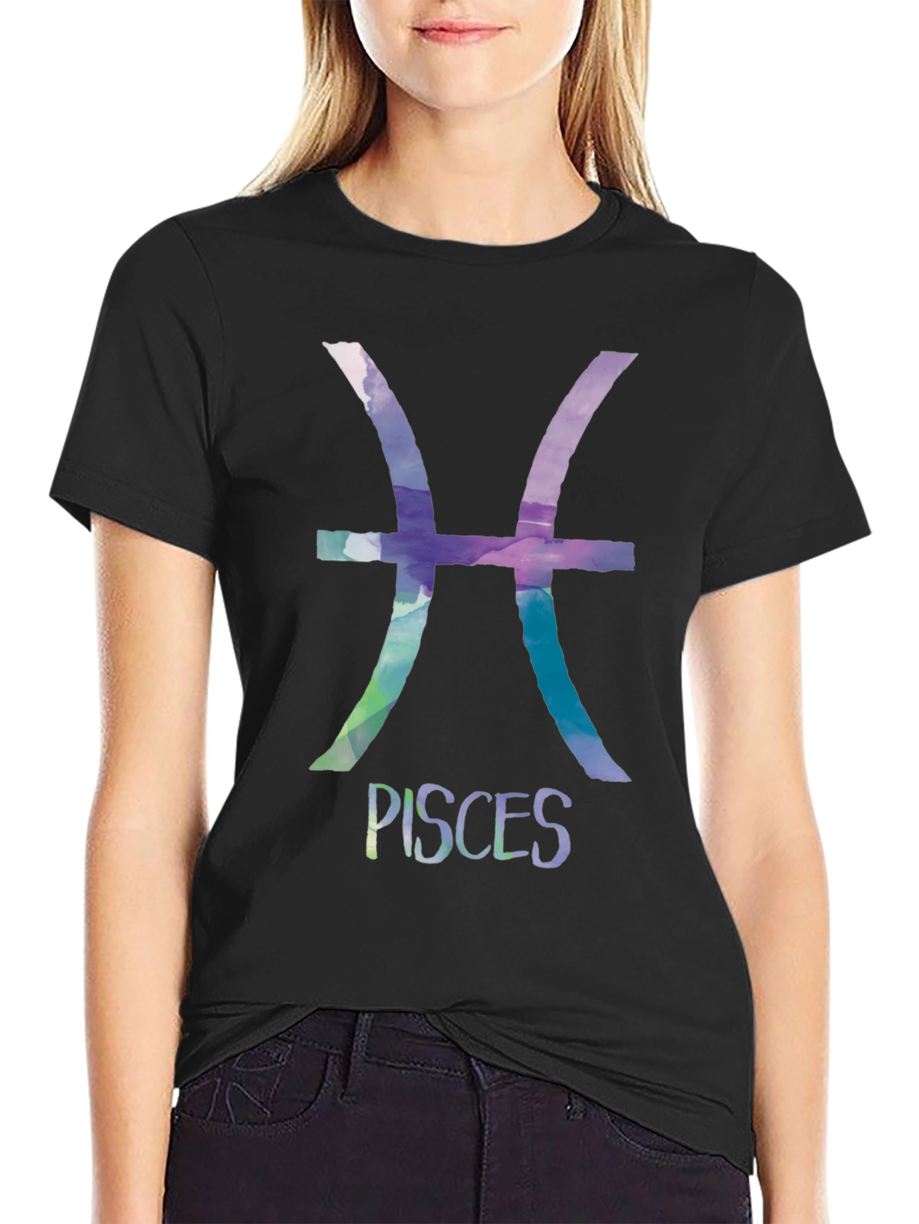 Pisces Zodiac T-Shirt - Watercolor Design