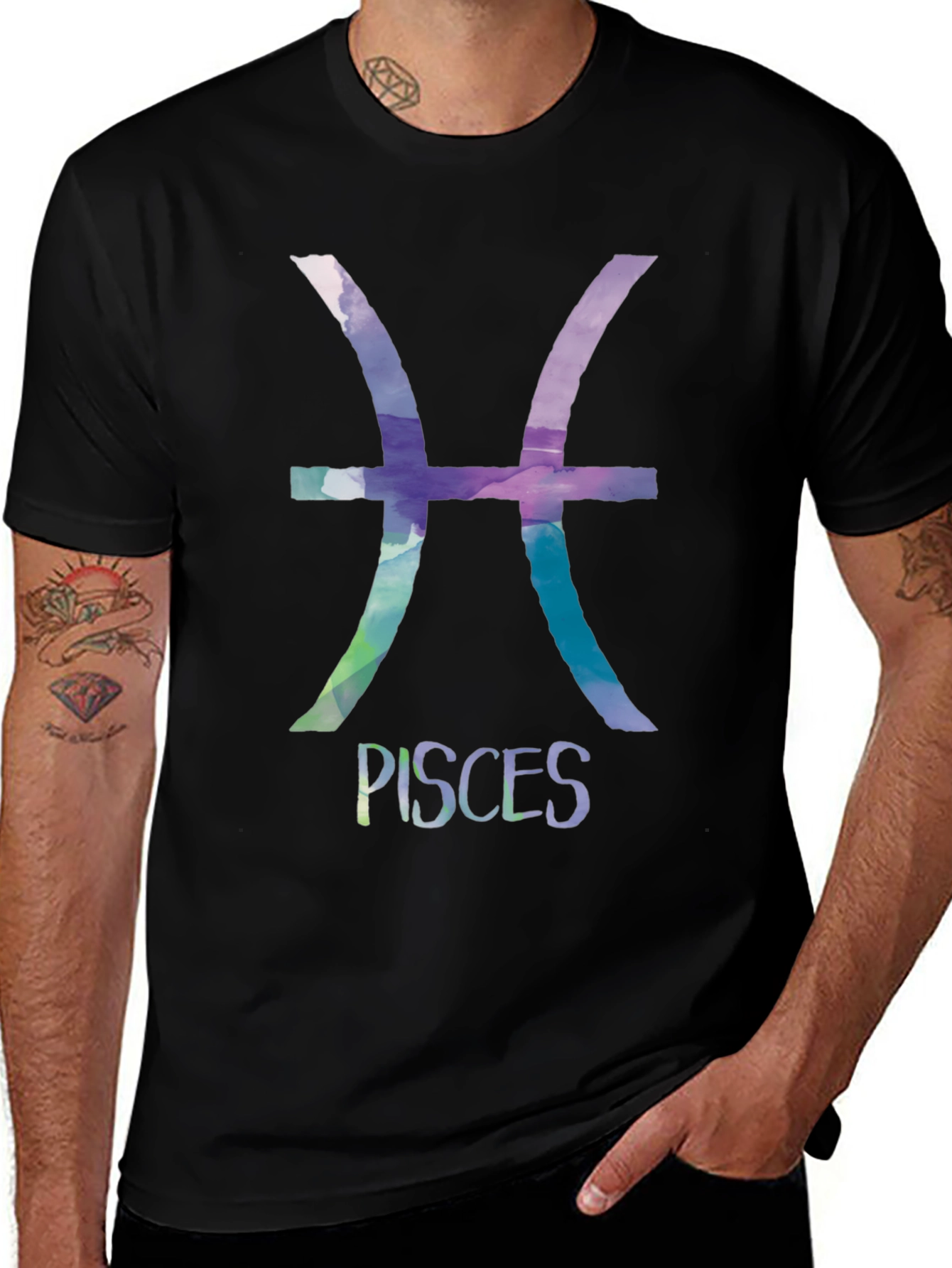 Pisces Zodiac T-Shirt - Watercolor Design