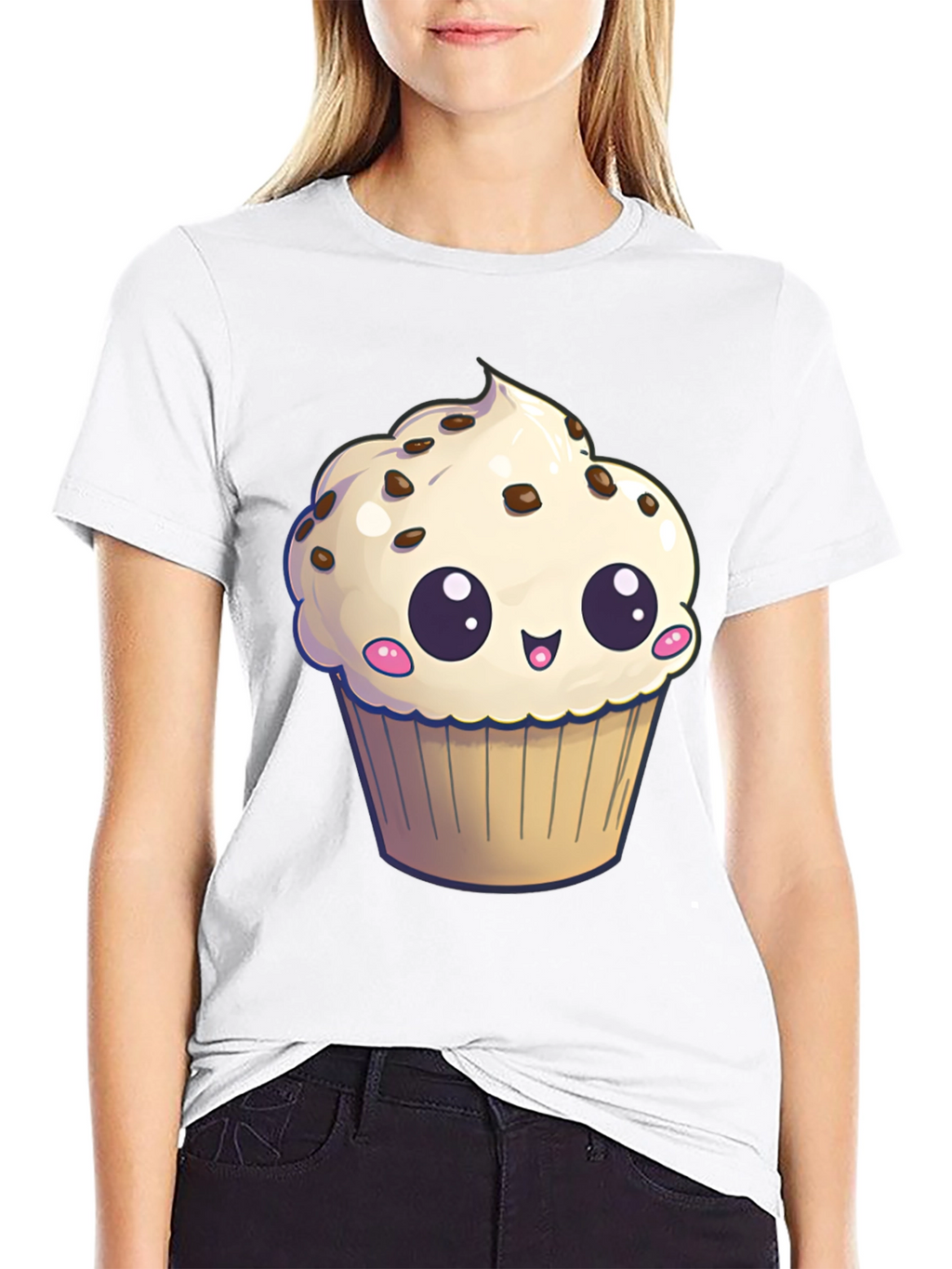 Cute Cupcake Graphic T-Shirt - Black
