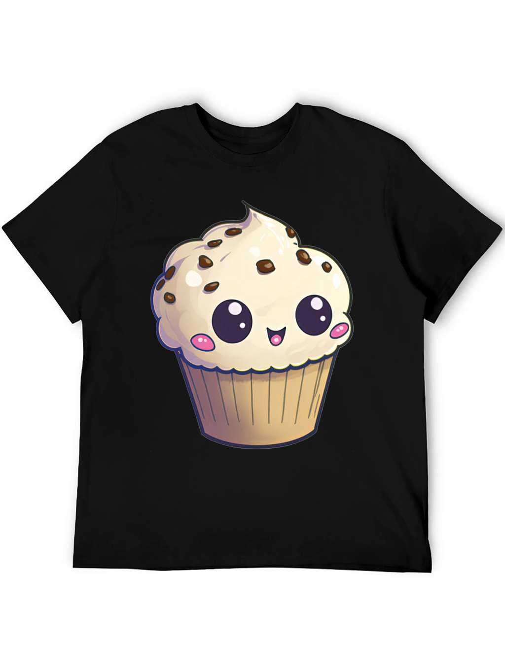 Cute Cupcake Graphic T-Shirt - Black