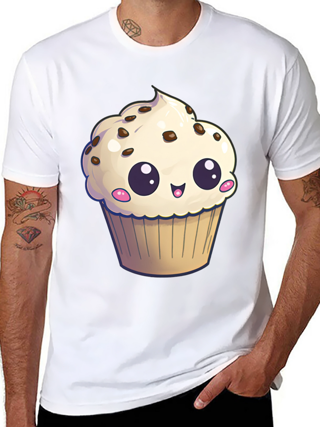 Cute Cupcake Graphic T-Shirt - Black