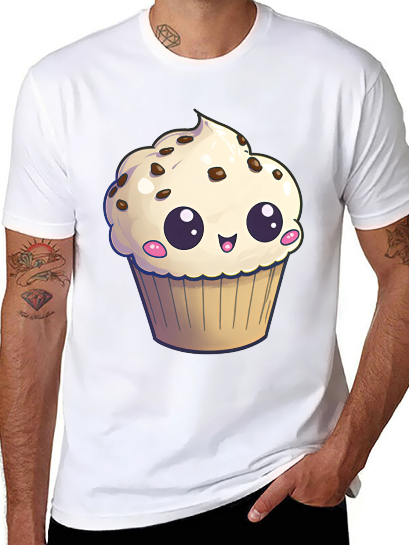 Cute Cupcake Graphic T-Shirt - Black