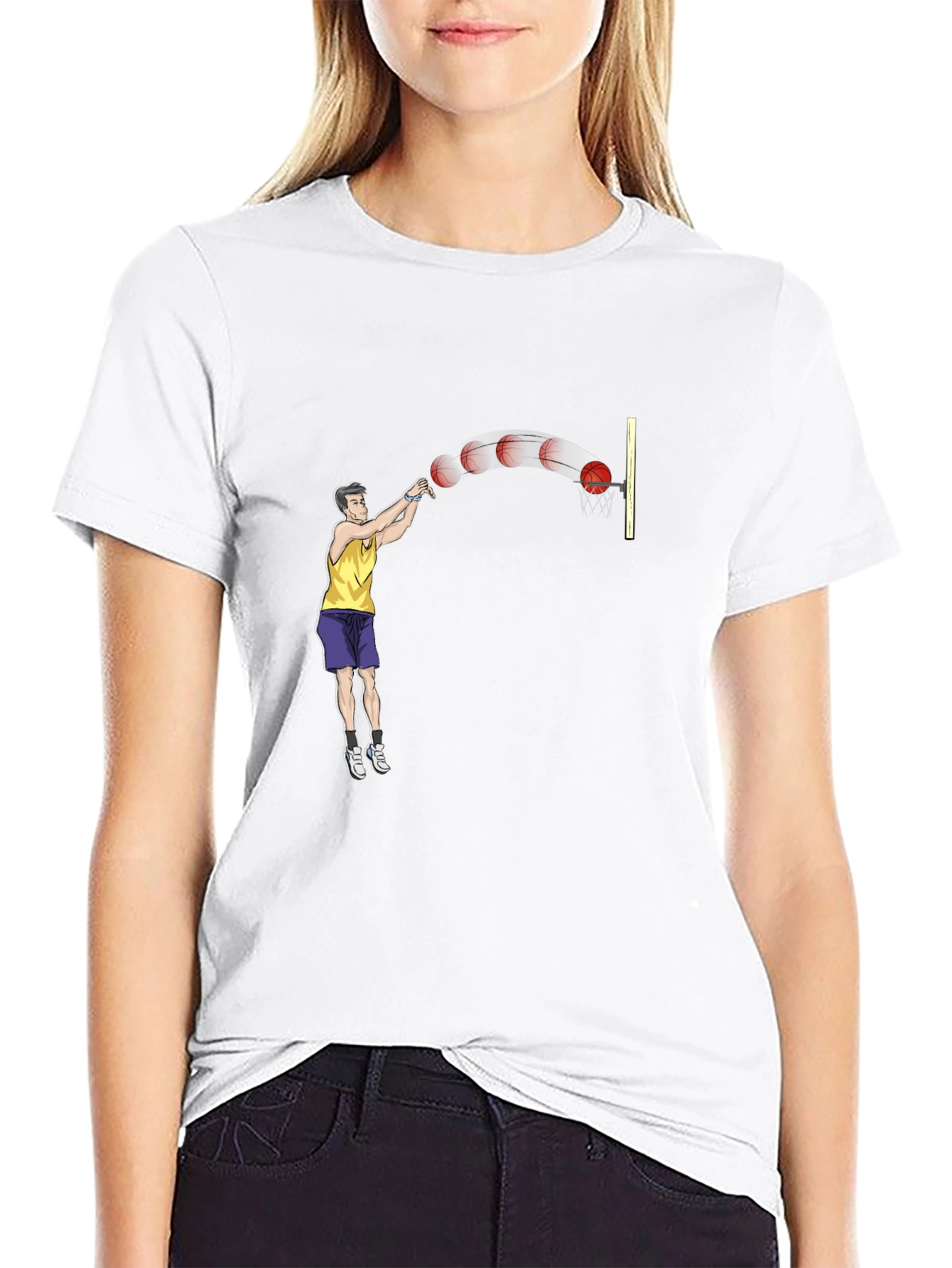 Basketball Throw Graphic Tee - Stylish Black T-Shirt