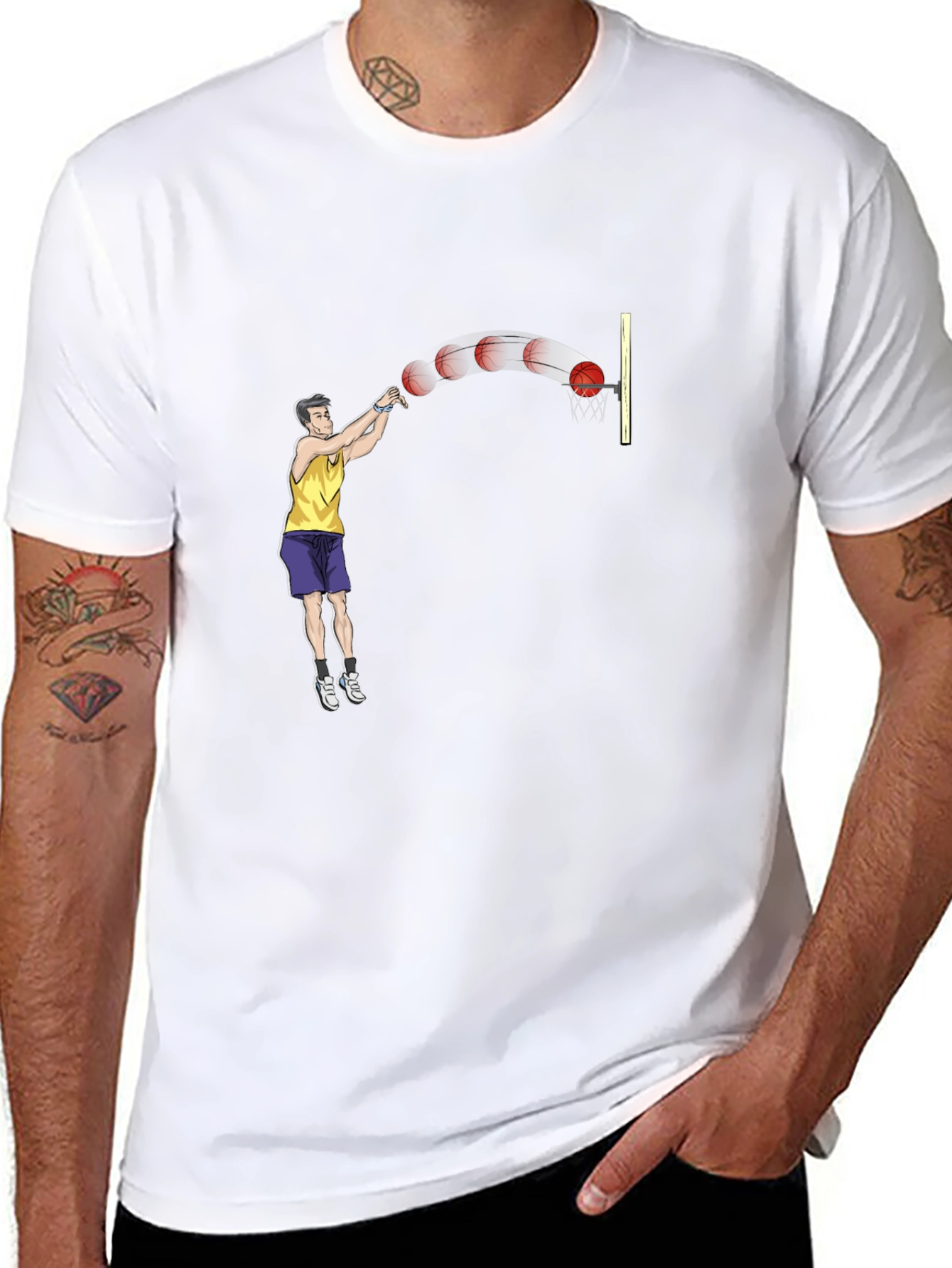 Basketball Throw Graphic Tee - Stylish Black T-Shirt