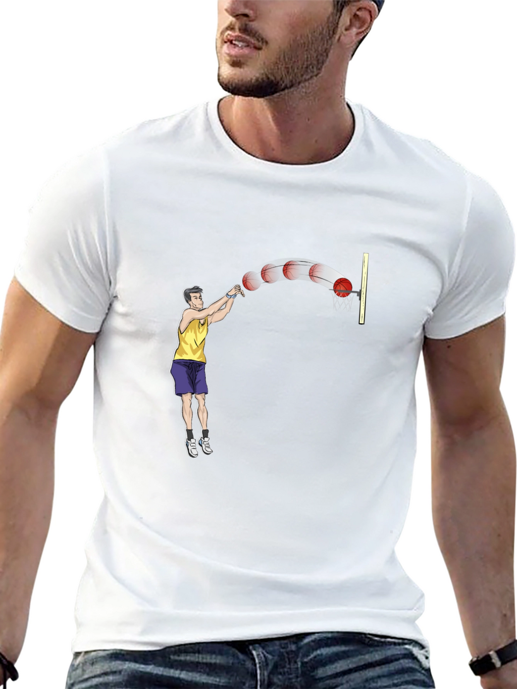 Basketball Throw Graphic Tee - Stylish Black T-Shirt