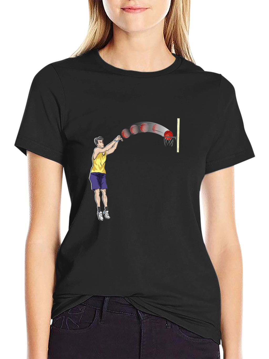 Basketball Throw Graphic Tee - Stylish Black T-Shirt