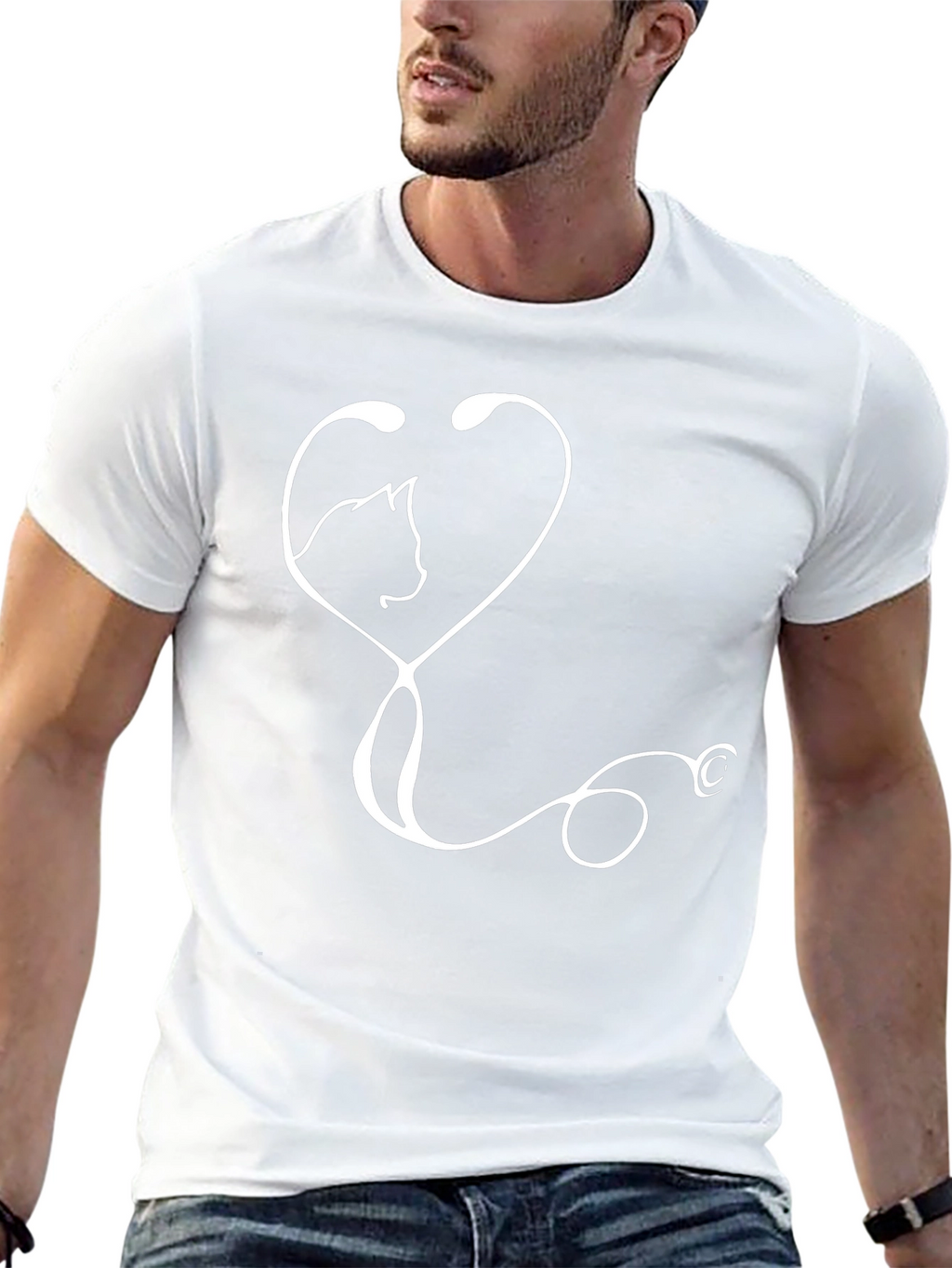 Veterinarian Cat Stethoscope Graphic T-Shirt
