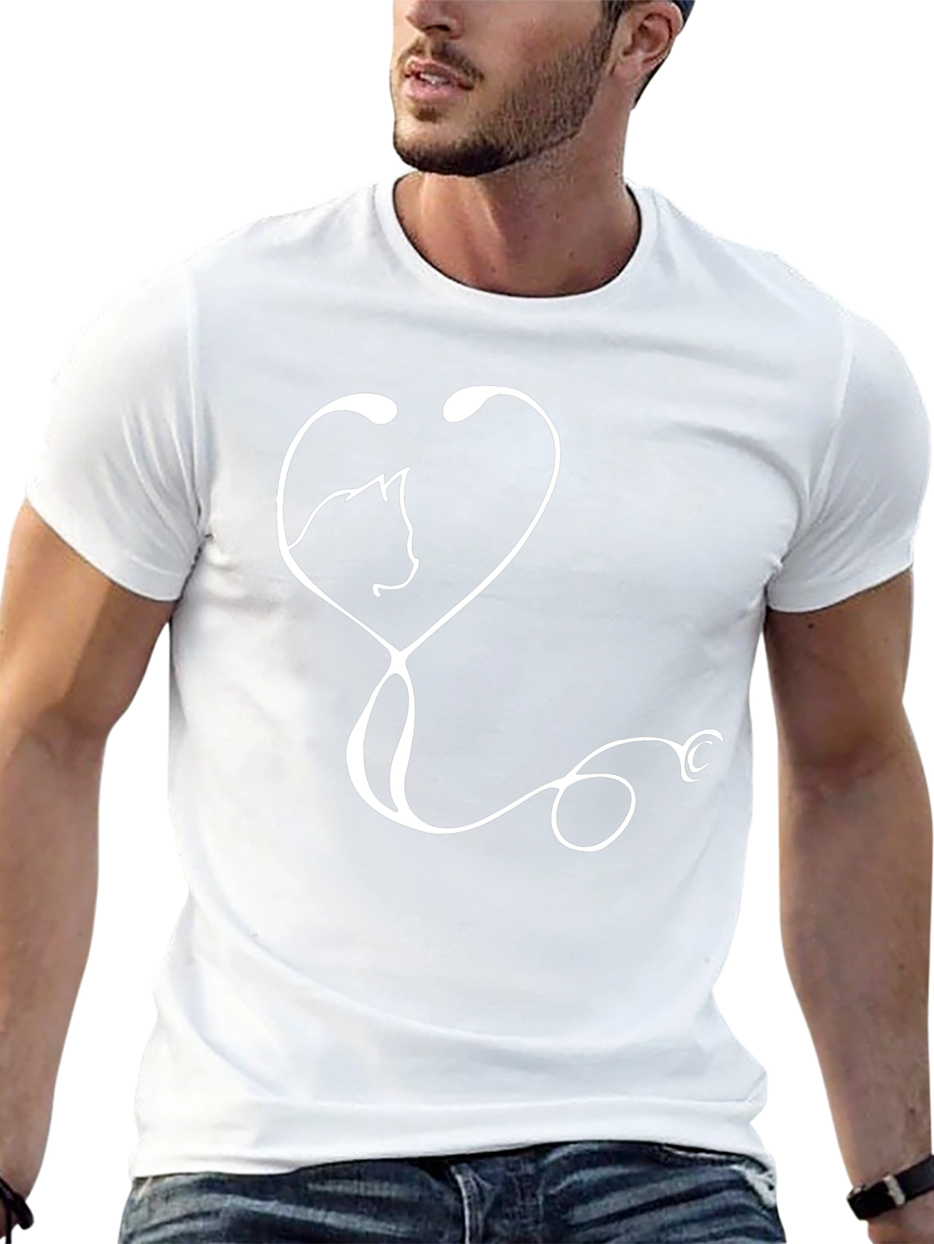 Veterinarian Cat Stethoscope Graphic T-Shirt