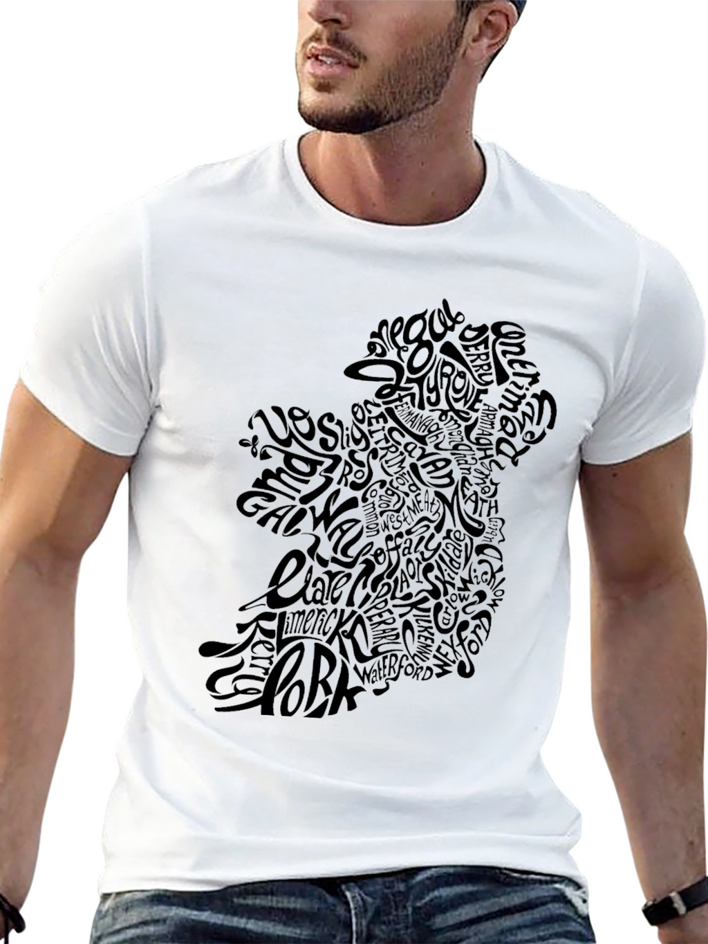 Ireland Map Word Art T-Shirt - Irish Pride