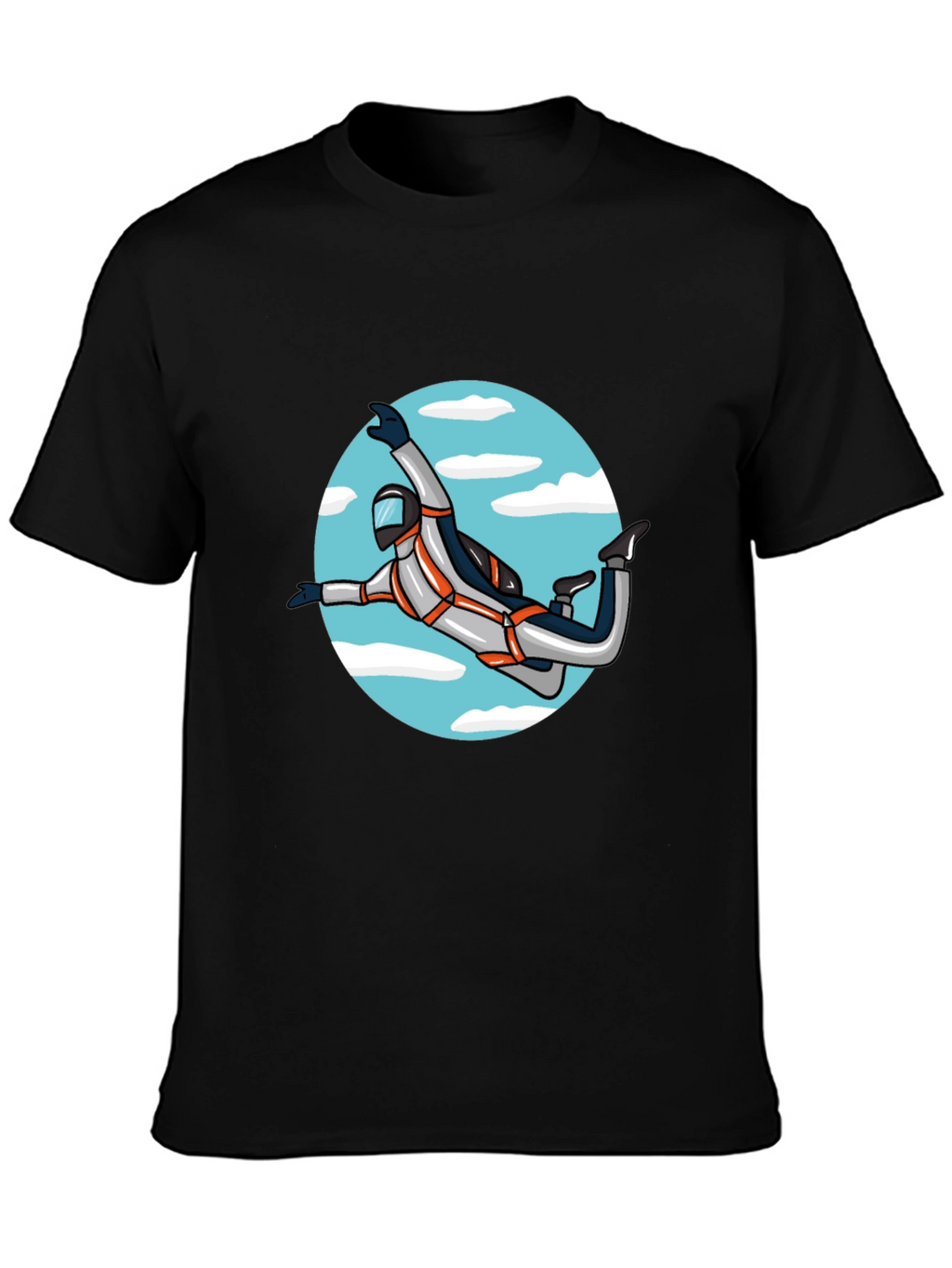 Skydiver Graphic Tee - Black Crew Neck Shirt