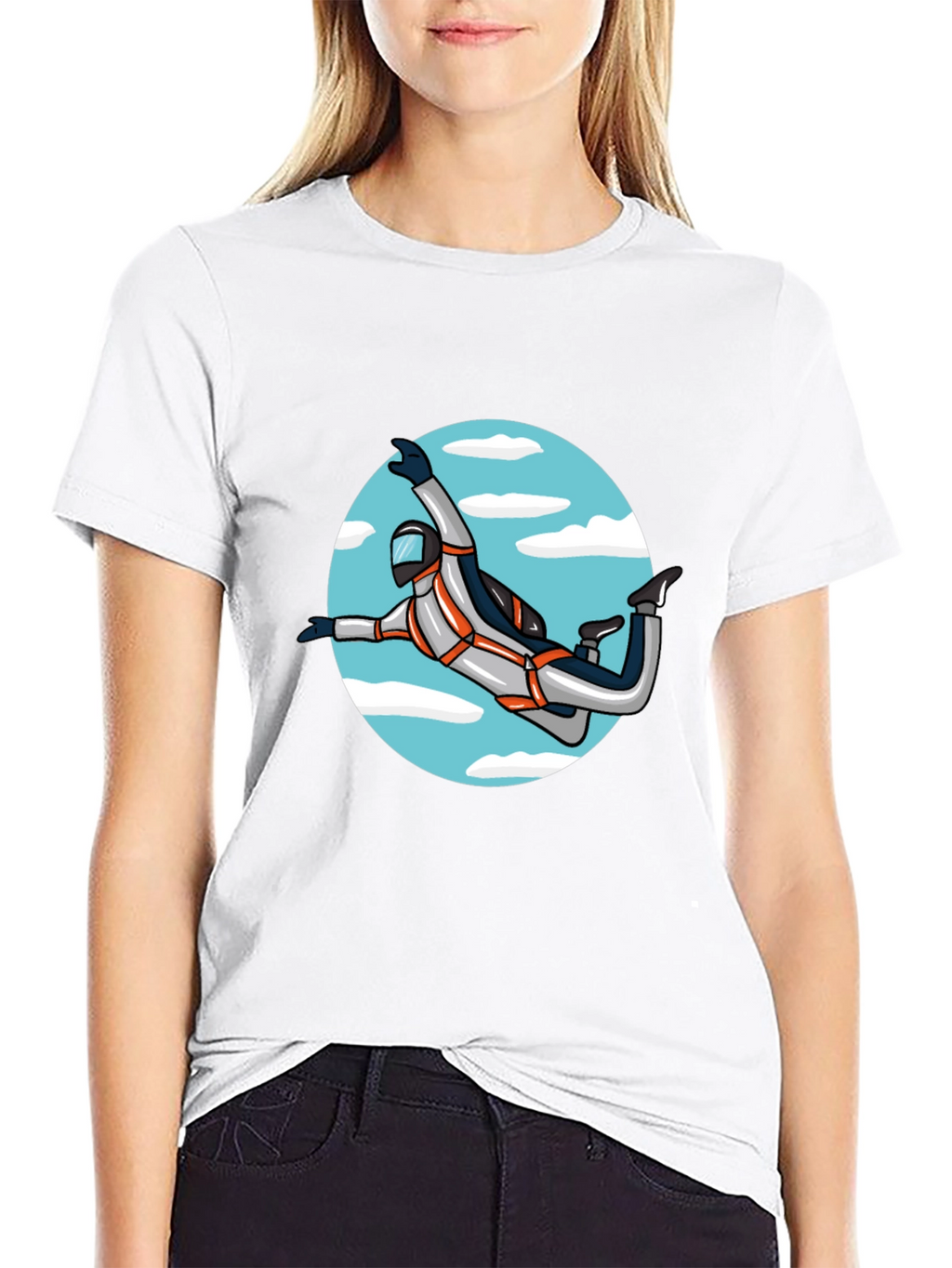 Skydiver Graphic Tee - Black Crew Neck Shirt