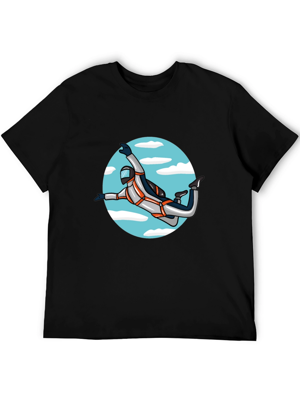 Skydiver Graphic Tee - Black Crew Neck Shirt