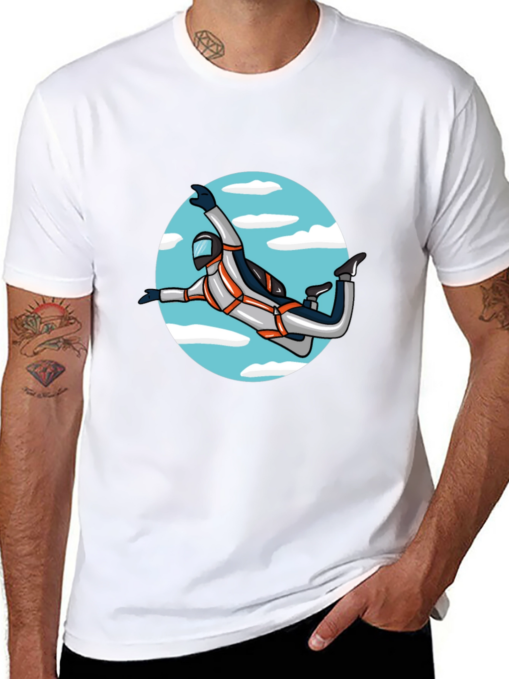 Skydiver Graphic Tee - Black Crew Neck Shirt