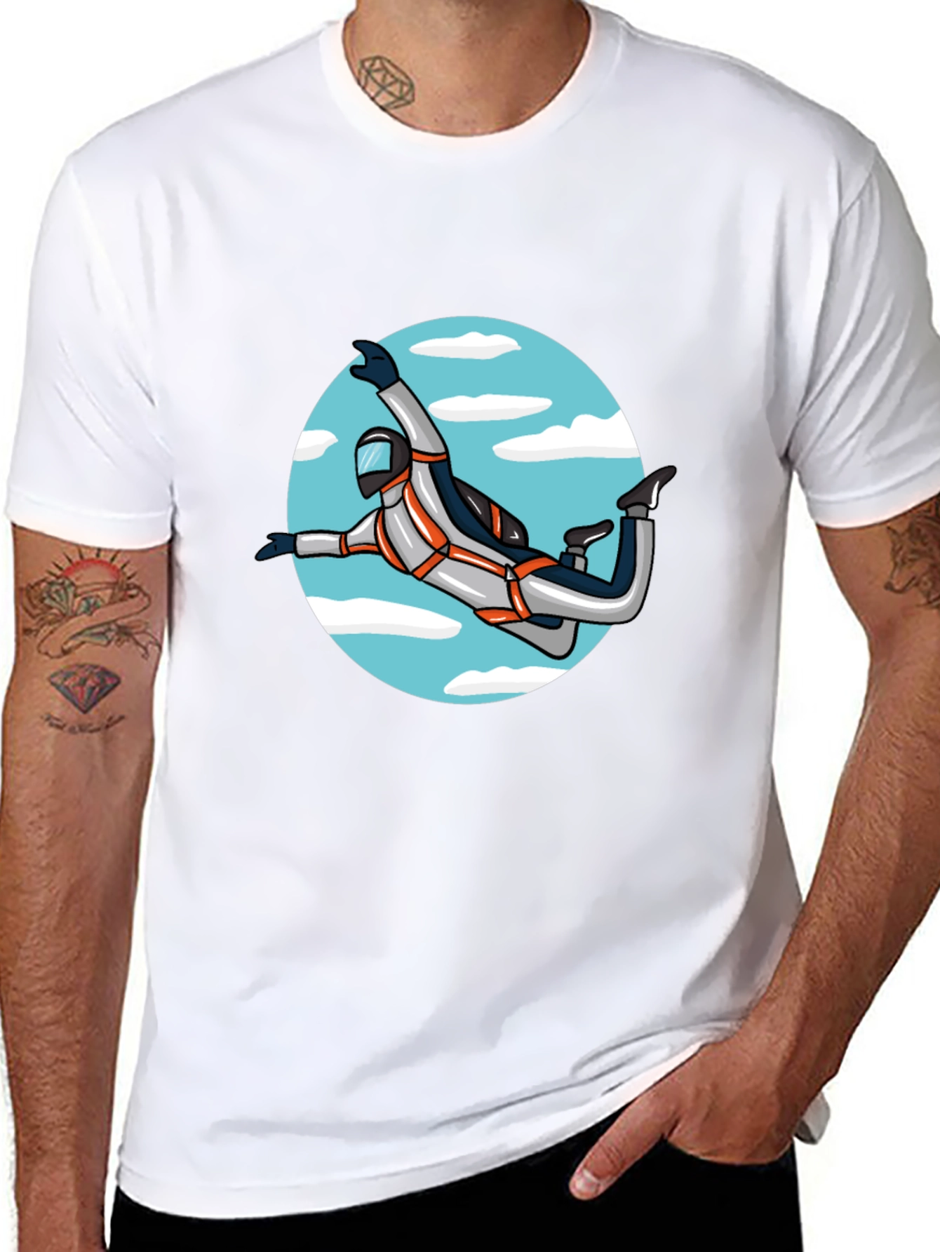Skydiver Graphic Tee - Black Crew Neck Shirt