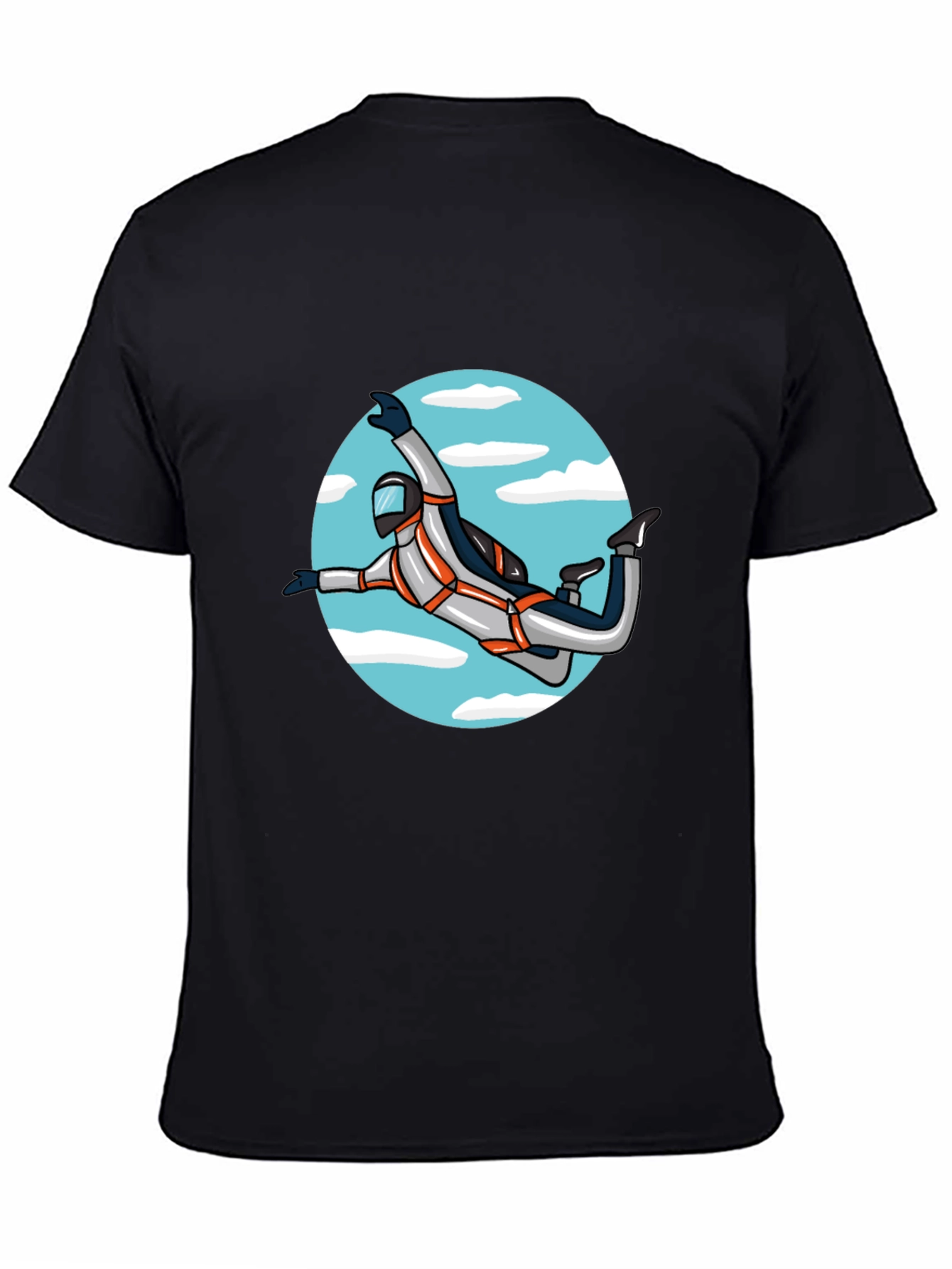 Skydiver Graphic Tee - Black Crew Neck Shirt
