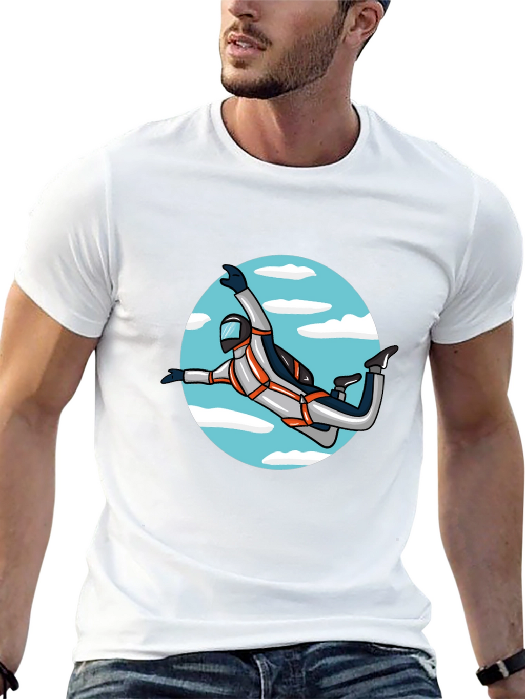 Skydiver Graphic Tee - Black Crew Neck Shirt