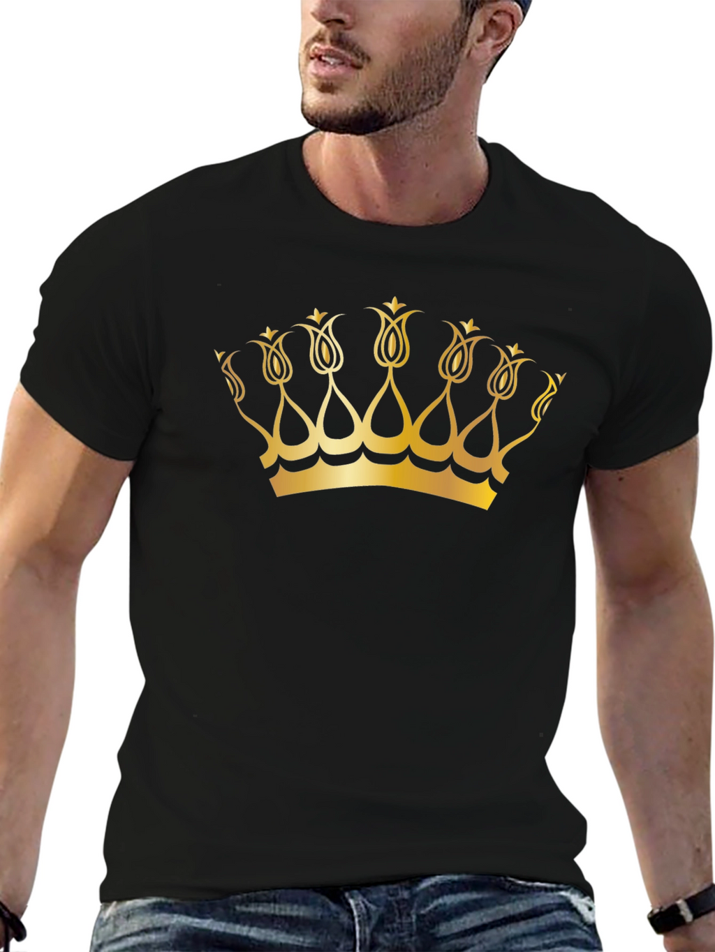 Golden Crown Graphic Black T-Shirt