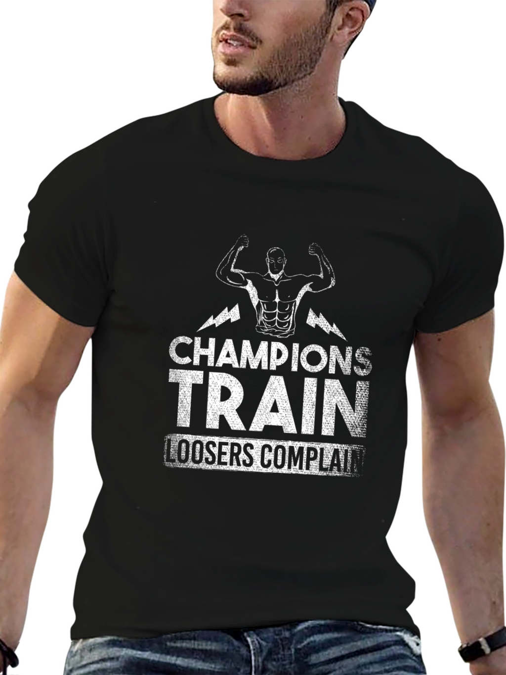 Champions Train T-Shirt - Motivational Gym Wear