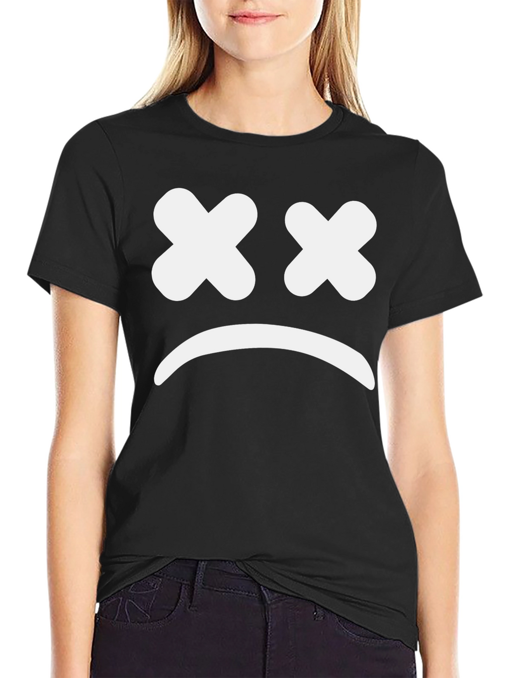 Sad Face Graphic Tee - Unisex Black T-Shirt
