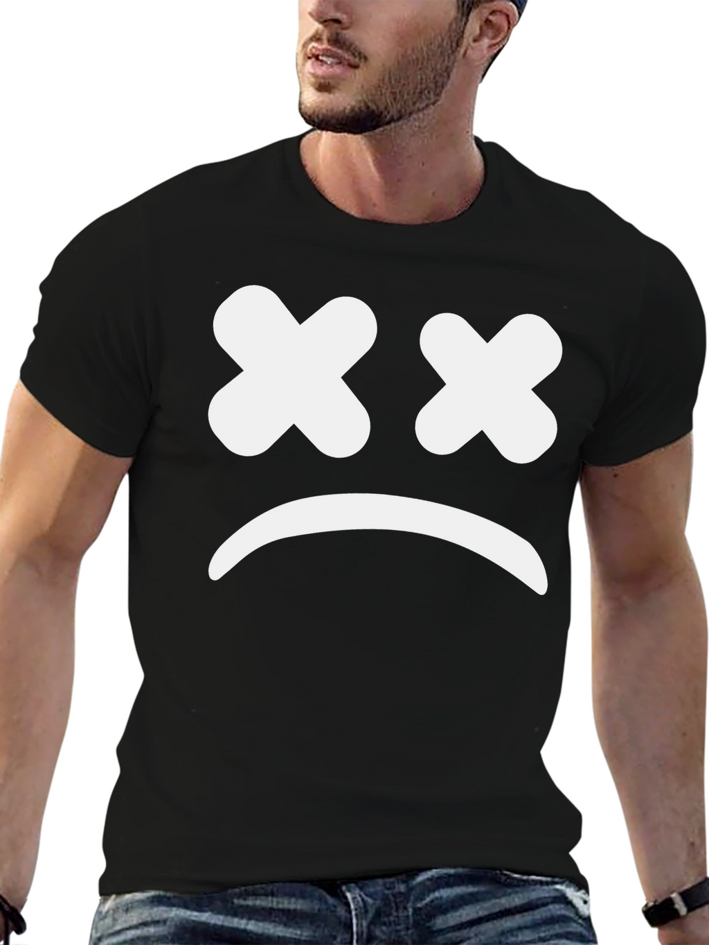 Sad Face Graphic Tee - Unisex Black T-Shirt