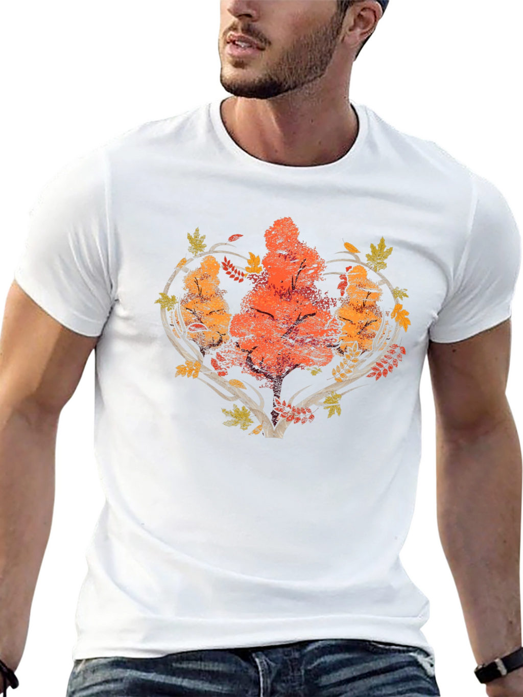 Autumn Tree Heart Graphic Tee - Black