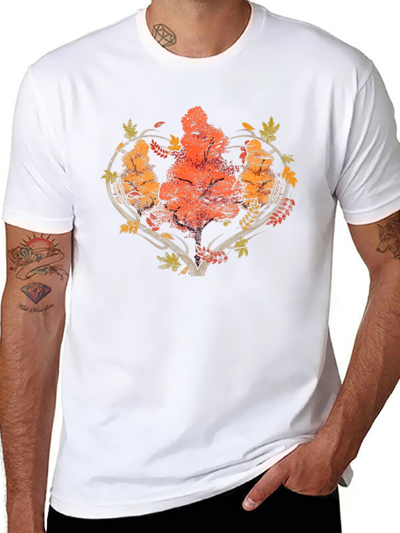 Autumn Tree Heart Graphic Tee - Black