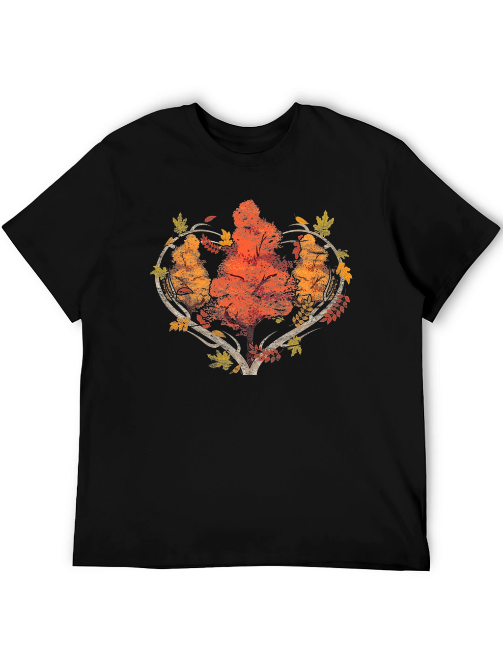 Autumn Tree Heart Graphic Tee - Black