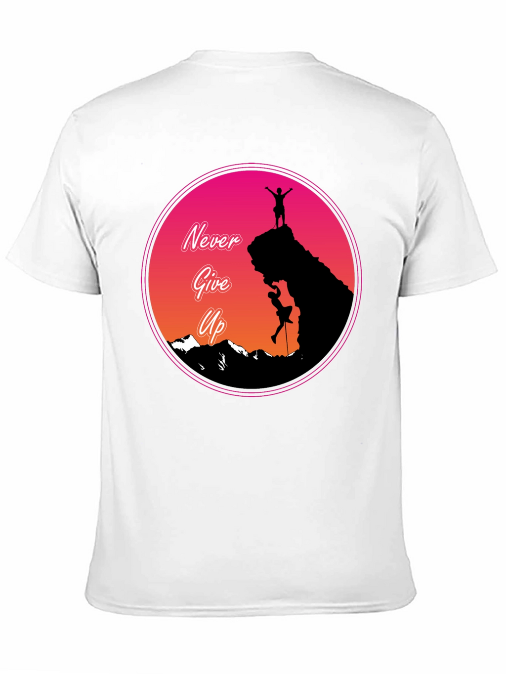 Never Give Up Mountain Climber Graphic T-Shirt